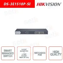 [DS-3E1518P-SI] Switch 16 Puertos Gigabit Smart 2 Puertos Fibra Hikvision